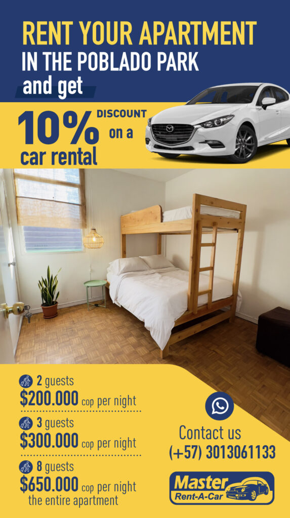 poster promoting car rental deals in medellin